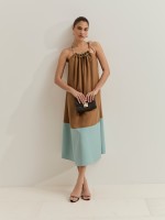 Two-tone midi dress with rhinestones