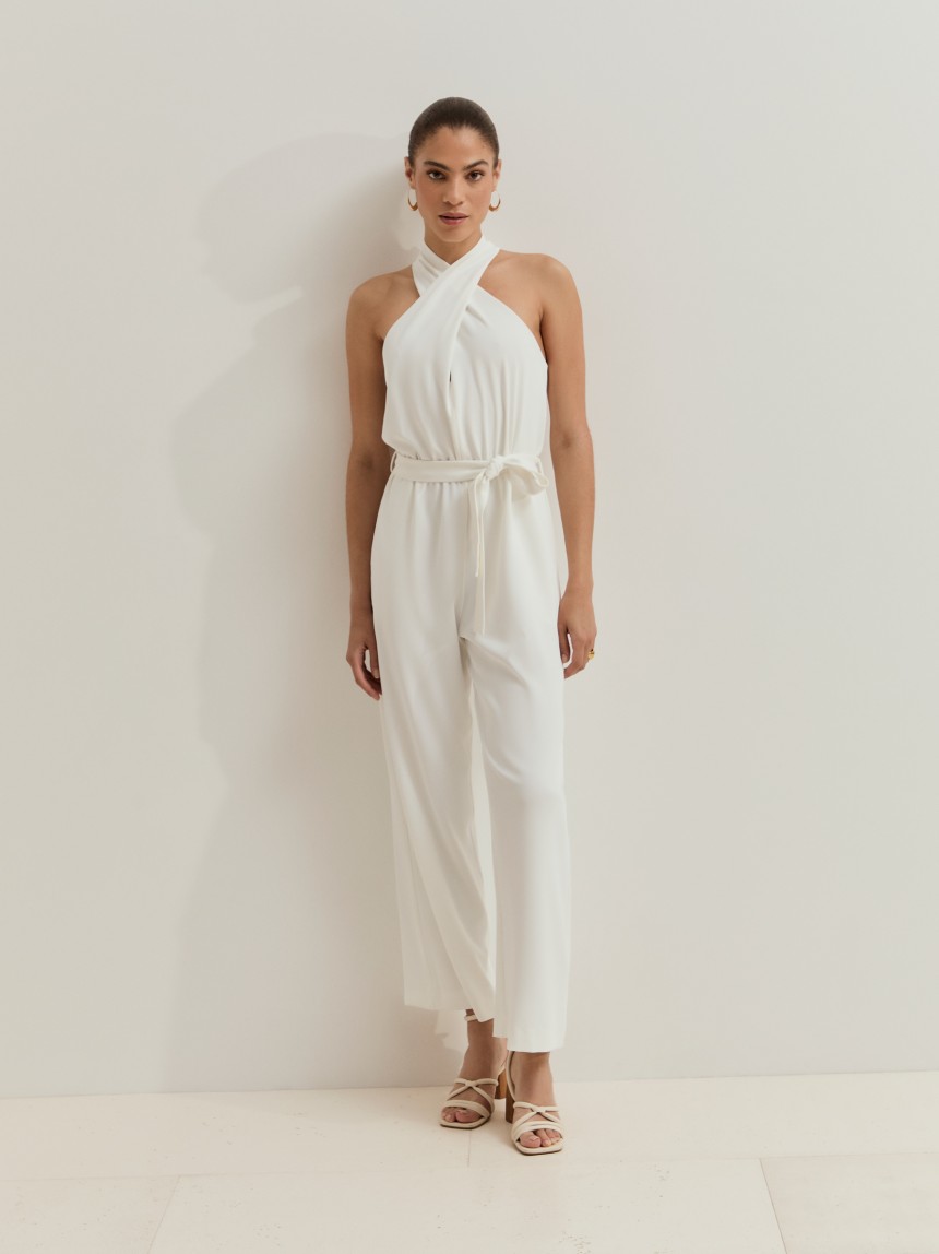 Jumpsuit with crossover neckline