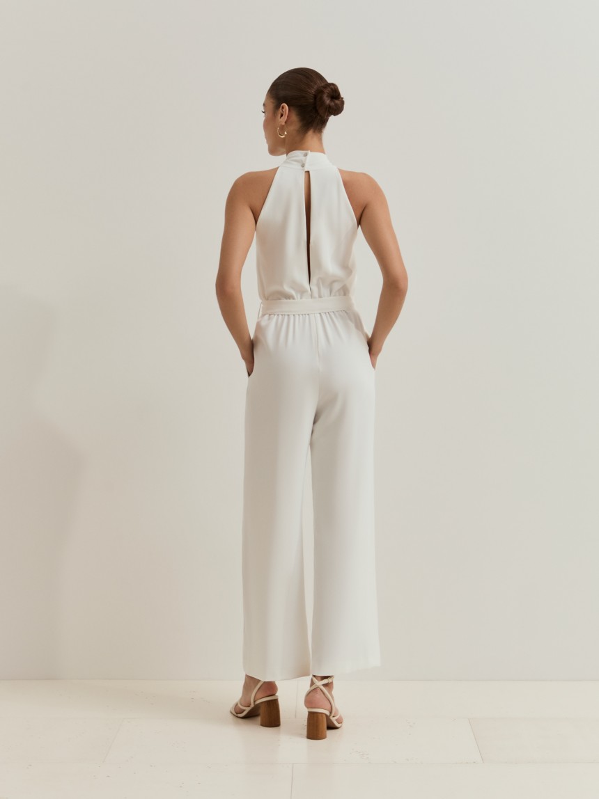 Jumpsuit with crossover neckline