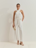 Jumpsuit with crossover neckline