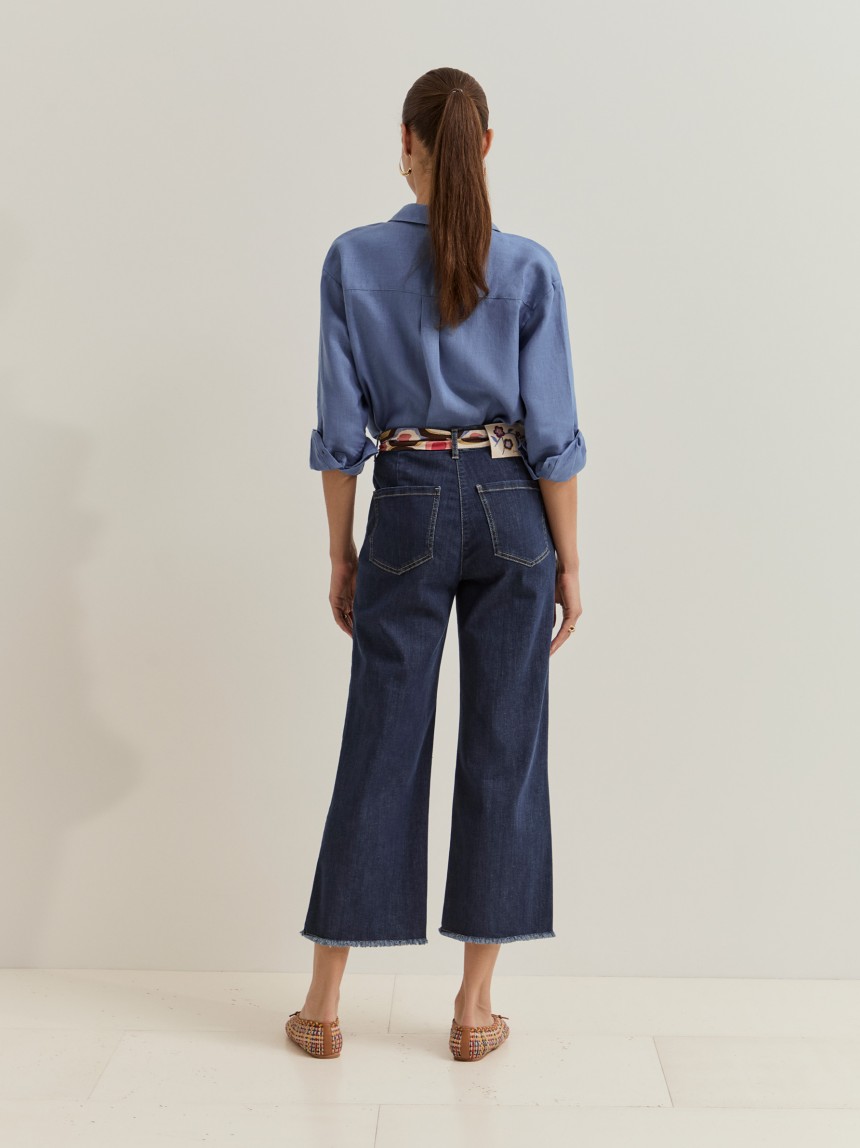 Denim jeans with a belt