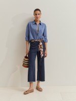 Denim jeans with a belt
