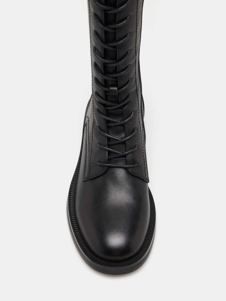 High-top leather boot