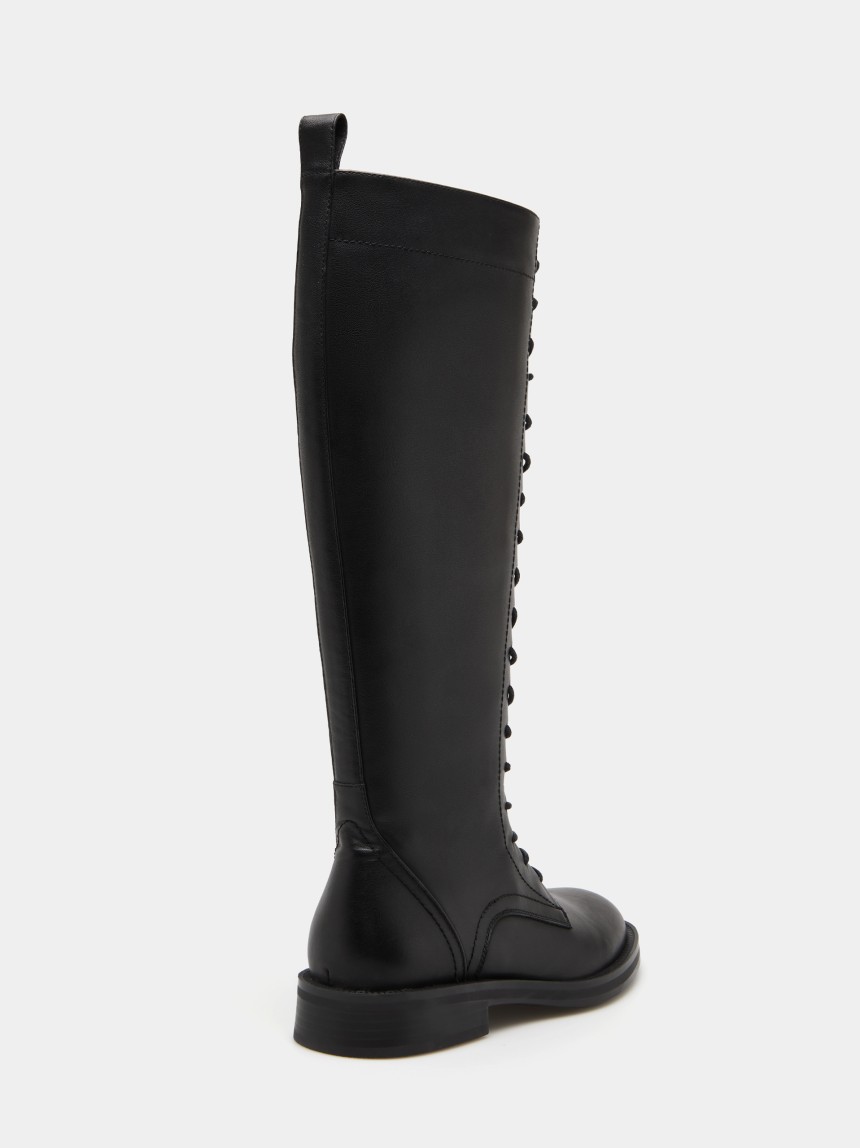 High-top leather boot