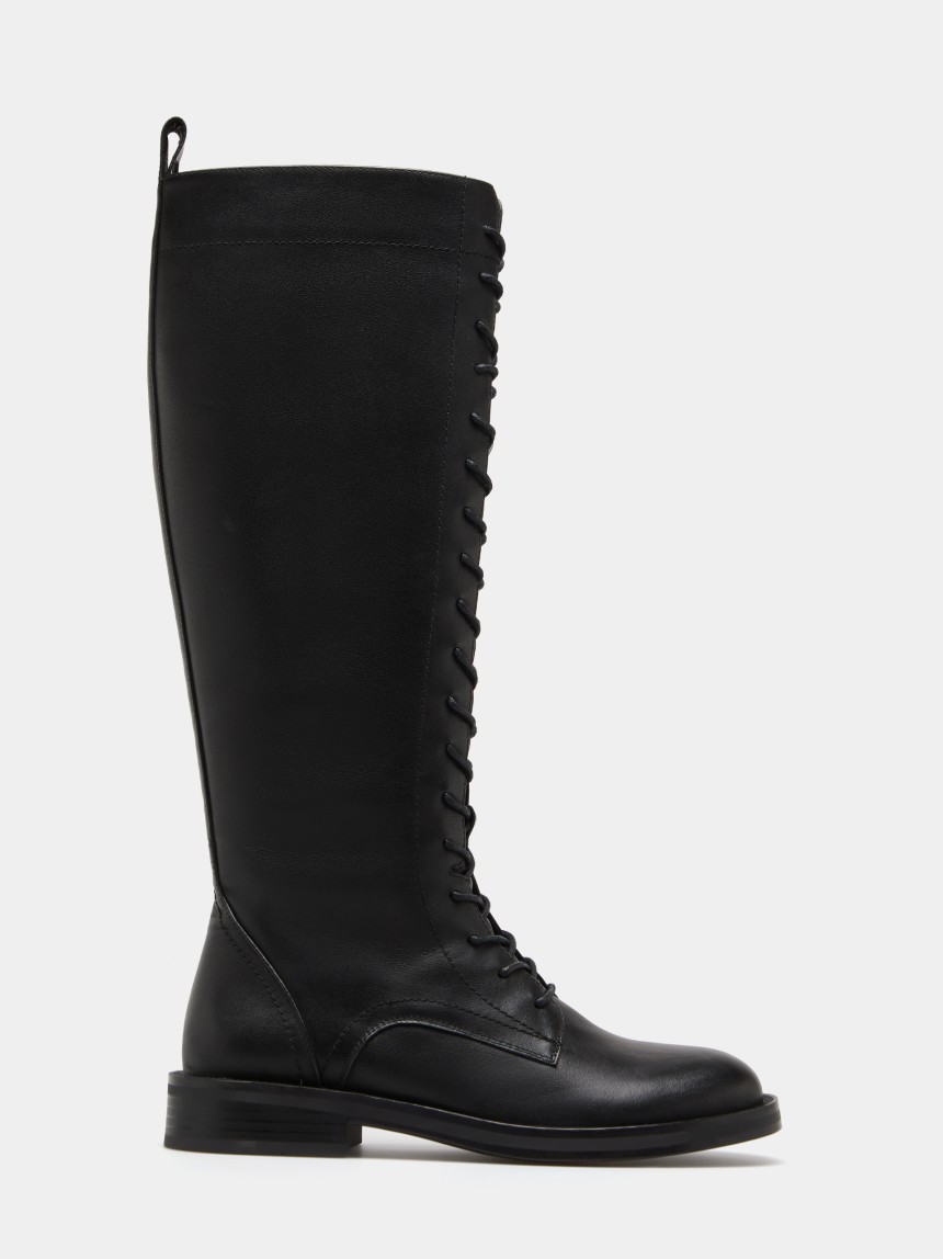 High-top leather boot