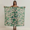 Floral scarf in cotton and silk