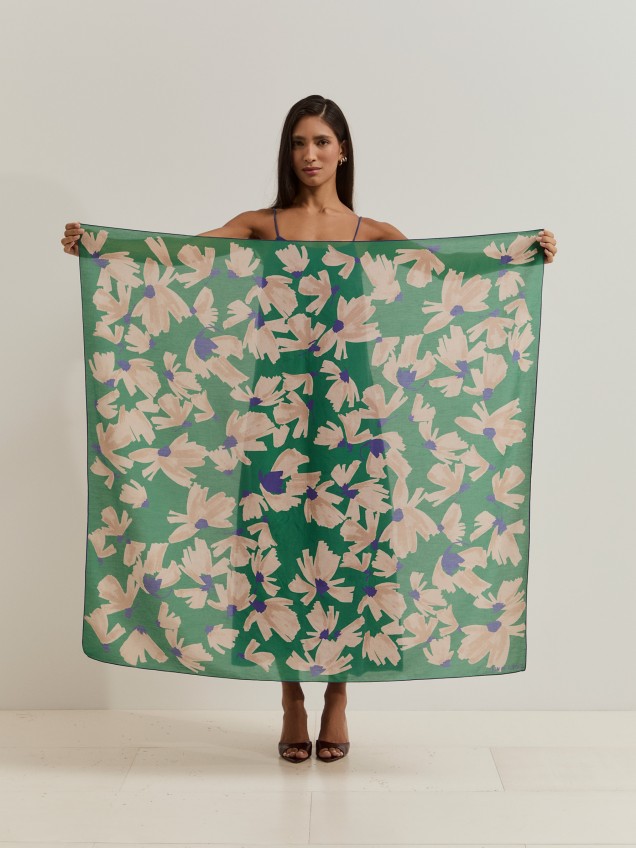 Len�o floral em algod�o e seda
