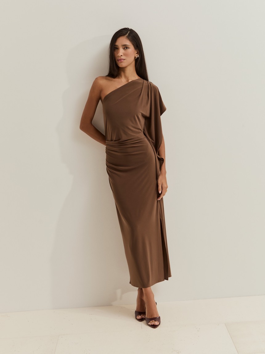 One-shoulder midi dress