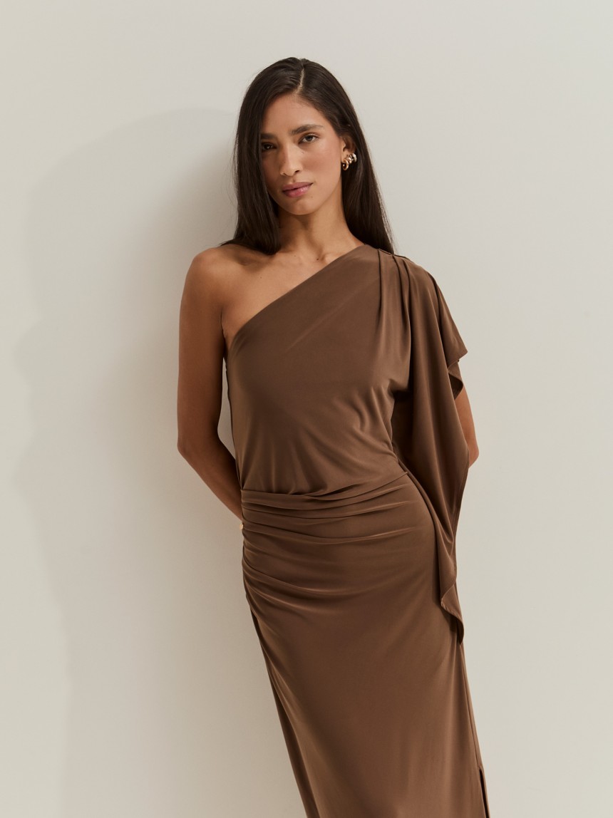 One-shoulder midi dress