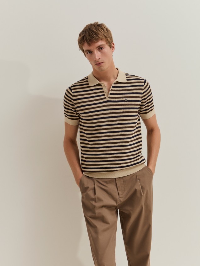 Polo de algodão às riscas