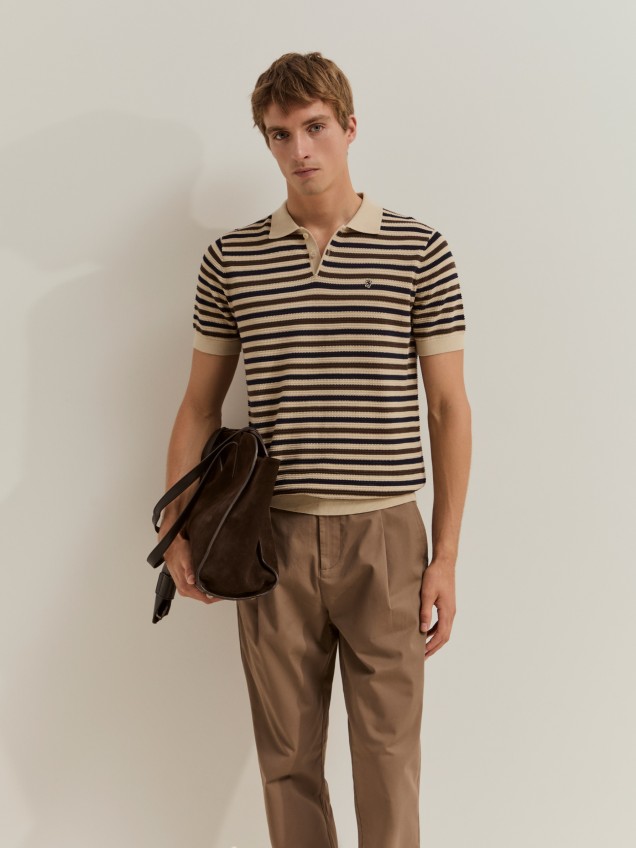 Polo de algodão às riscas