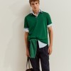 Cotton polo shirt with denim collar