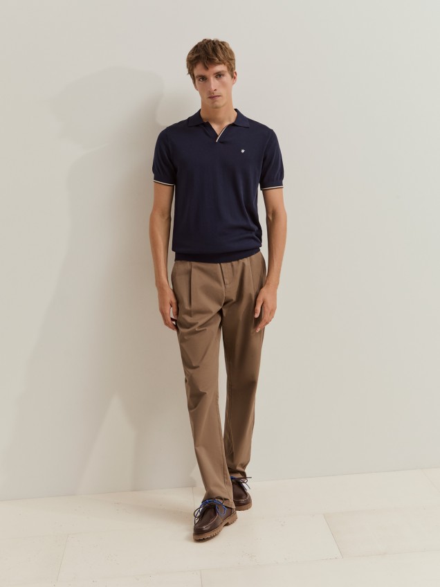 Polo shirt in silk and cotton