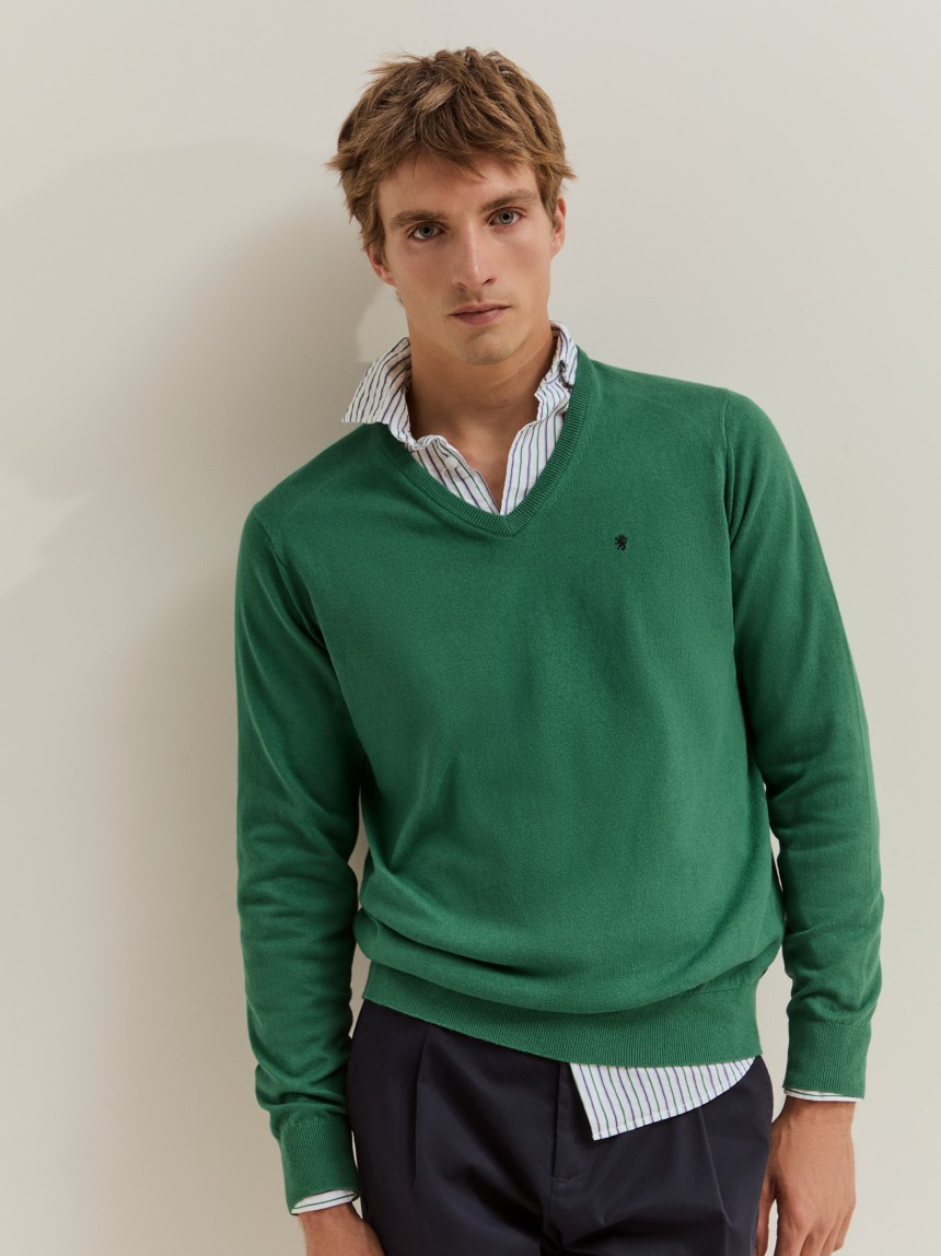 Pullover em algod�o e caxemira