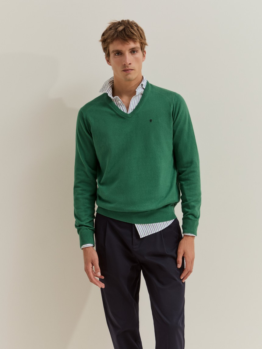 Pullover em algod�o e caxemira