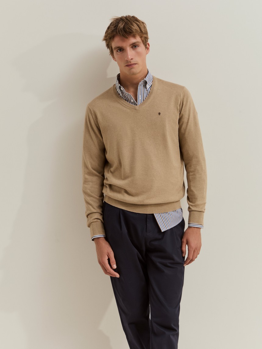Pullover em algod�o e caxemira
