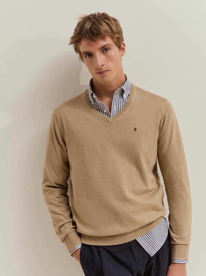 Pullover em algod�o e caxemira