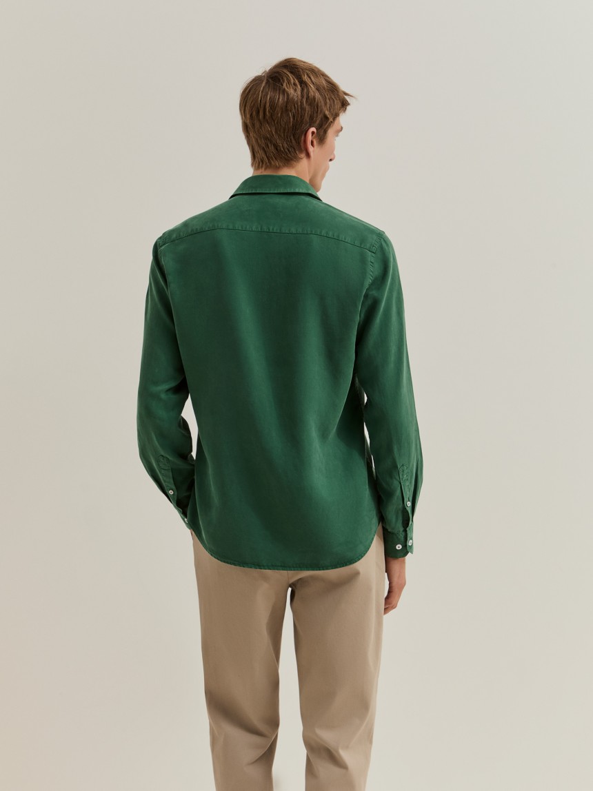 Camisa slim fit em linho e liocel