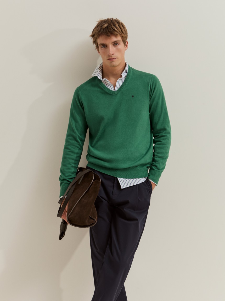 Pullover em algod�o e caxemira