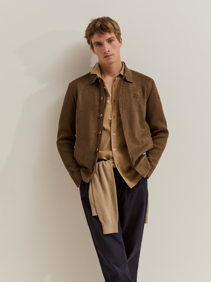 Knitted and suede jacket