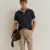 Polo de algod�o com gola denim