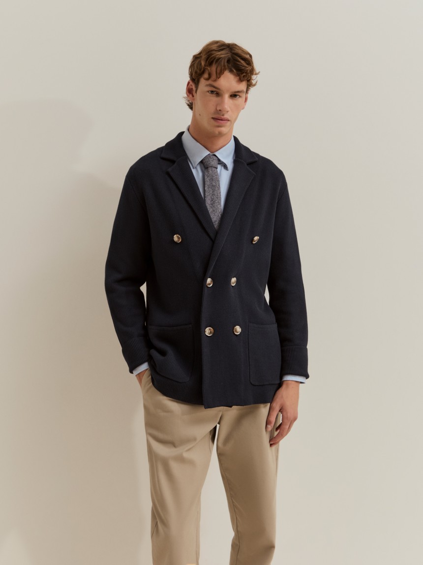 Blazer de malha em trespasse