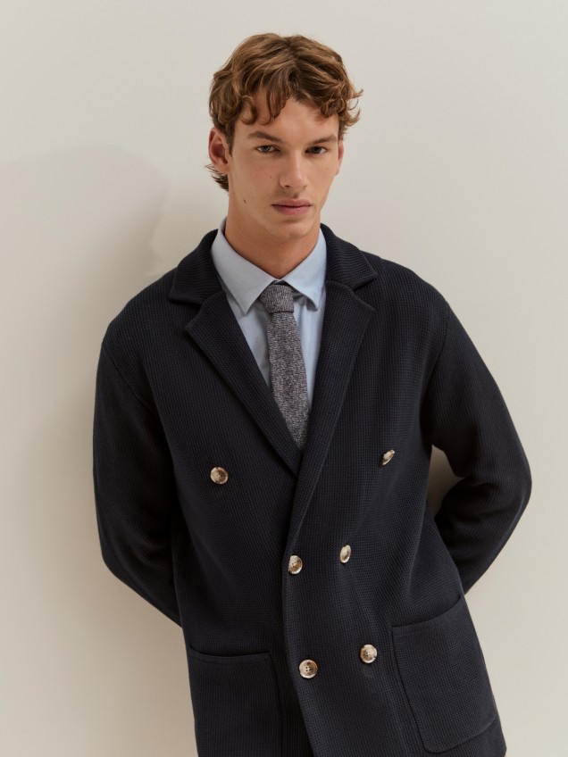 Blazer de malha em trespasse