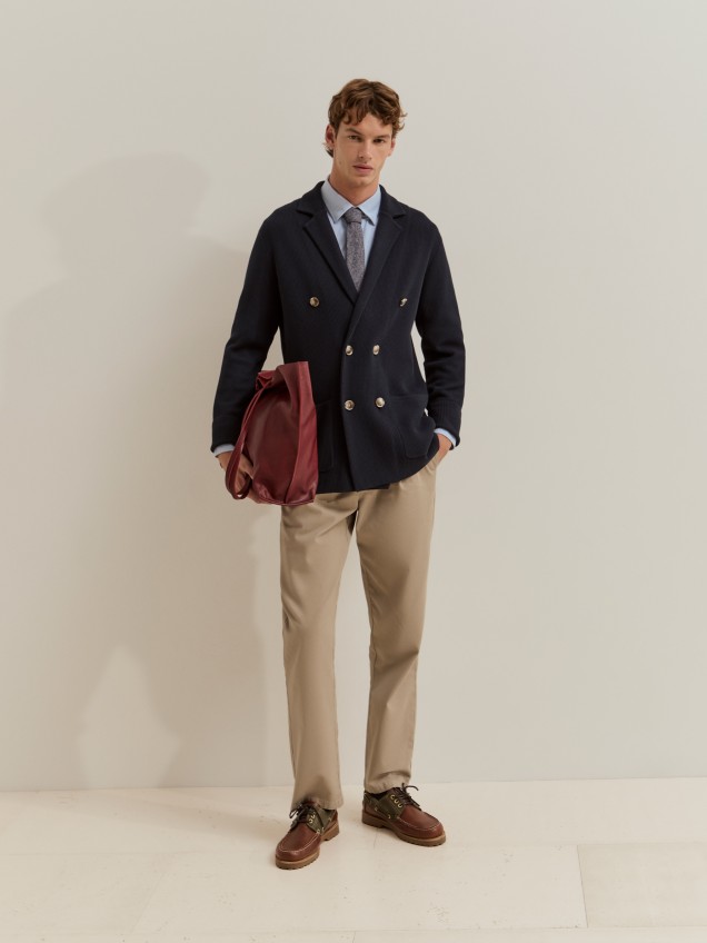 Blazer de malha em trespasse