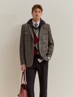 Blazer with a removable hood