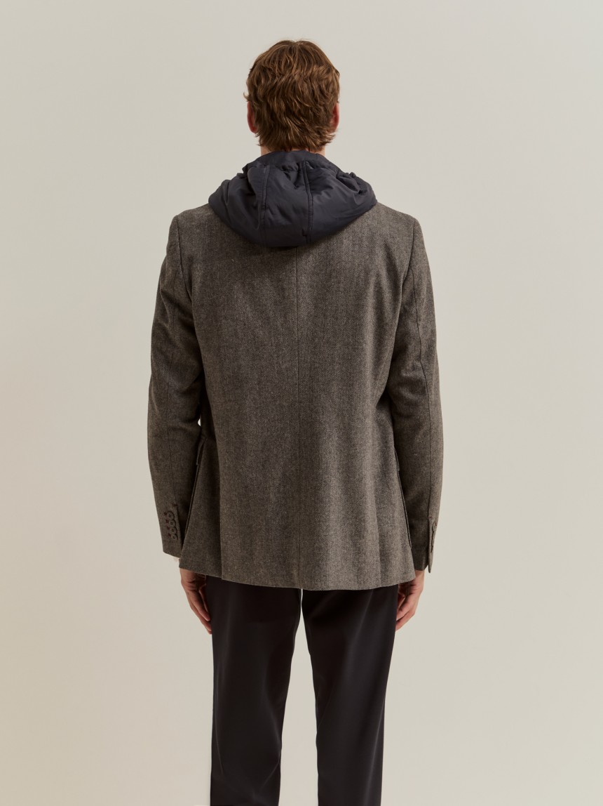 Blazer with a removable hood