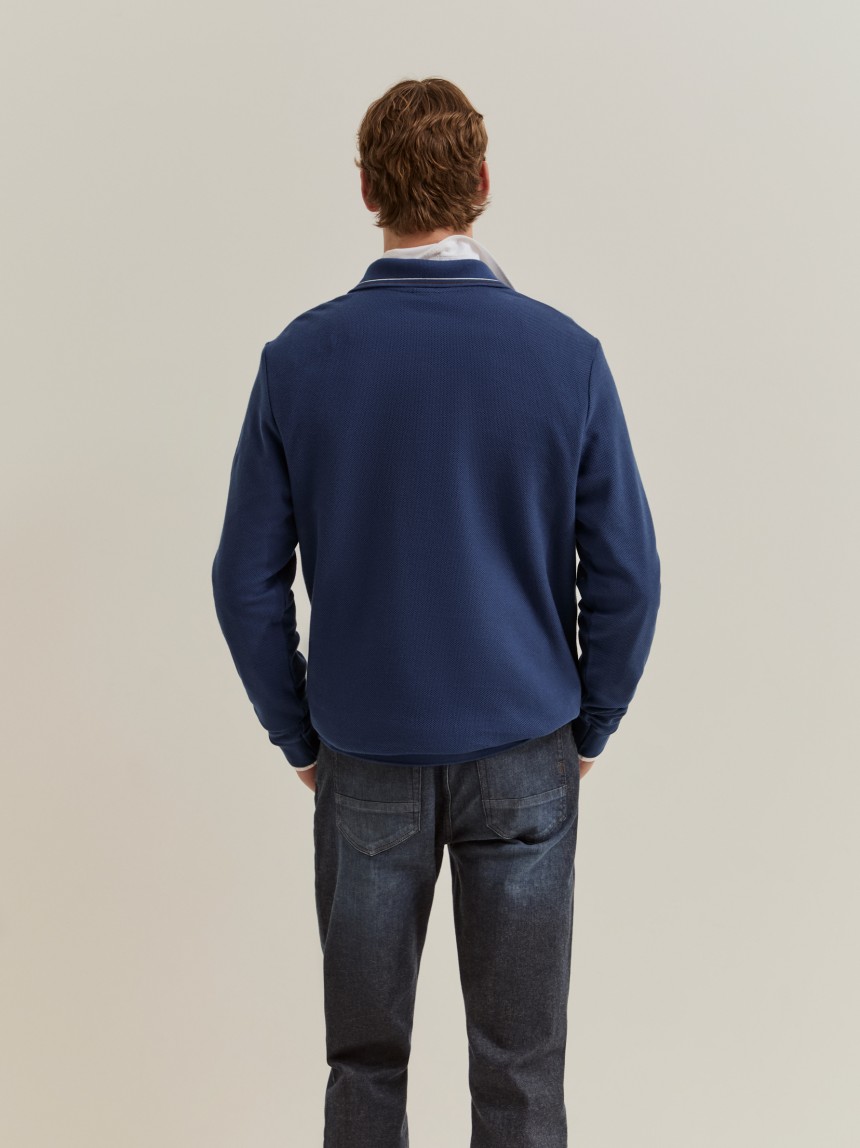 Long-sleeved piqu� polo shirt