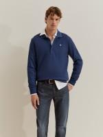 Long-sleeved piqu� polo shirt