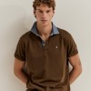 Polo de algod�o com gola denim