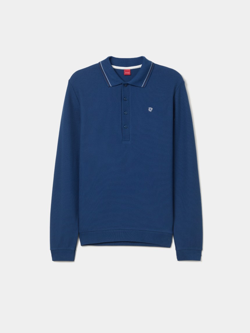 Long-sleeved piqu� polo shirt