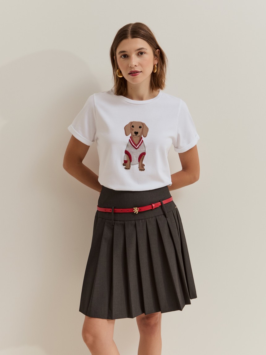 T-shirt de algod�o com c�o