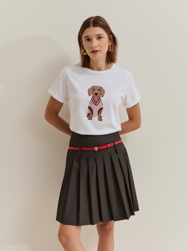 T-shirt de algod�o com c�o