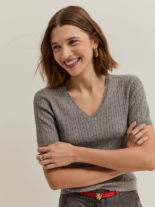 Camisola de malha tricotada
