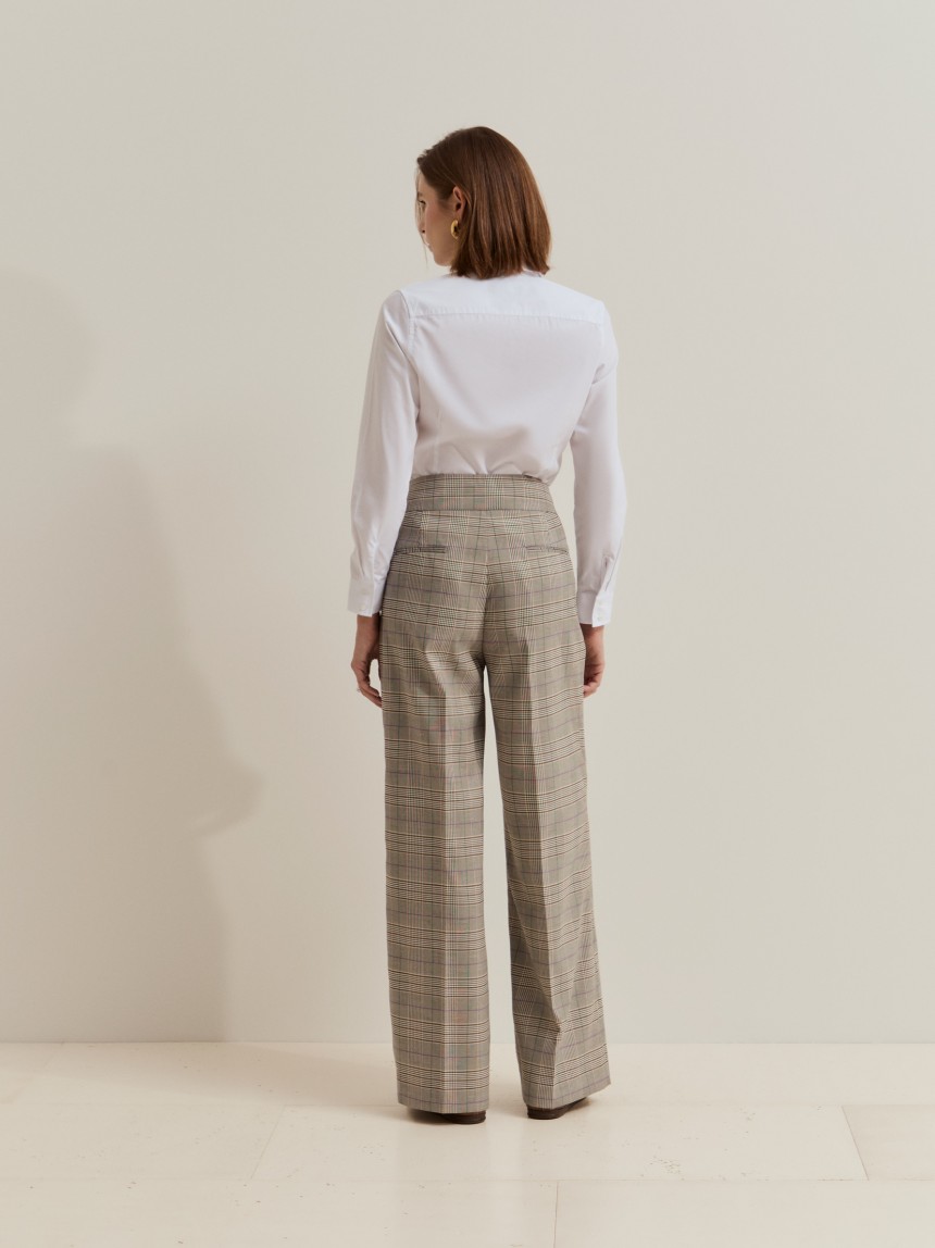Wide leg plaid pants