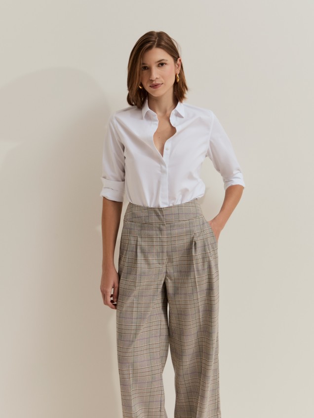 Cal�as xadrez wide leg