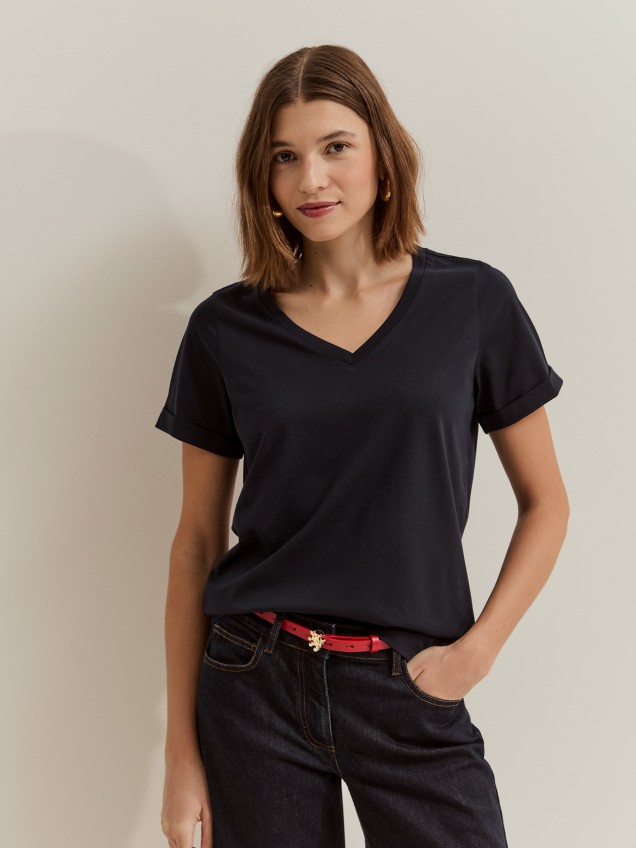 T-shirt básica de algodão