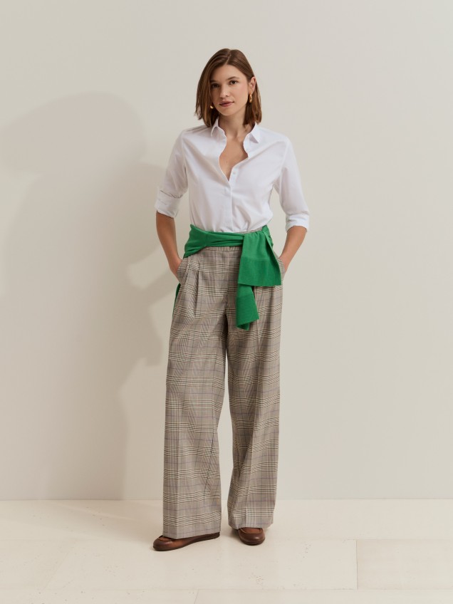 Cal�as xadrez wide leg