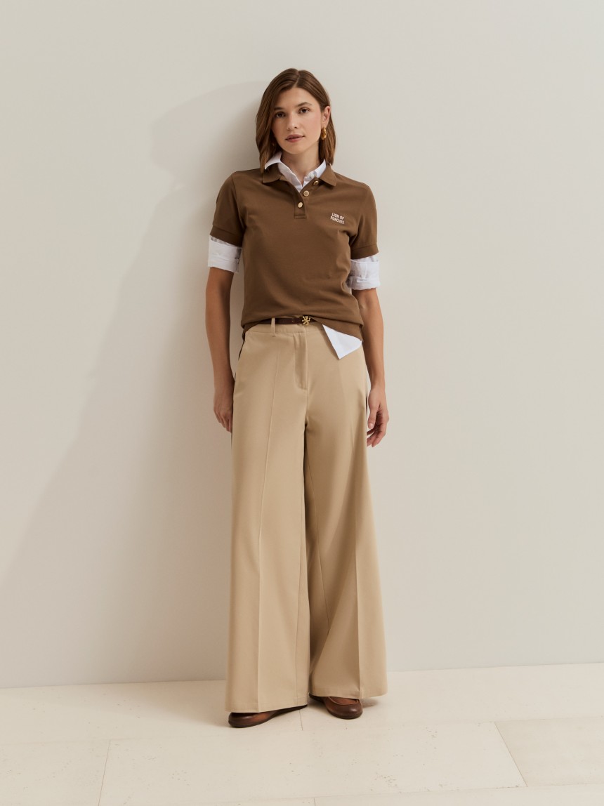 Wide leg trousers in technical fabric
