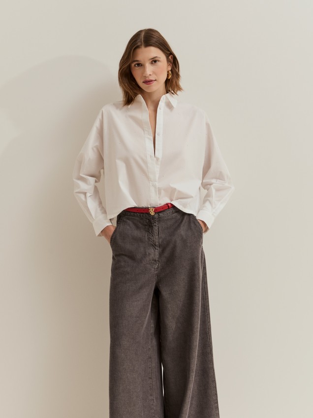 Camisa cropped com pedras