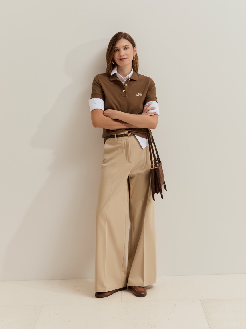 Wide leg trousers in technical fabric