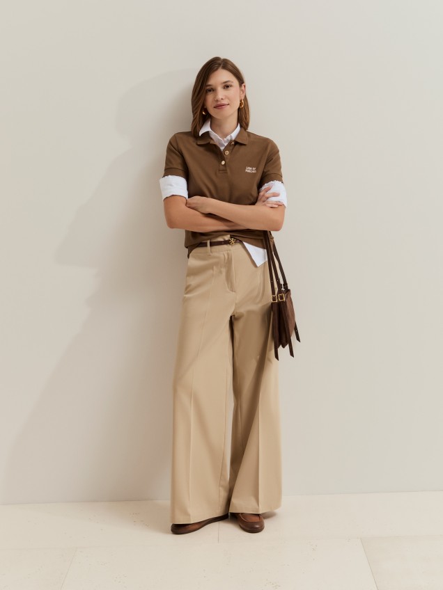 Cal�as wide leg em tecido t�cnico