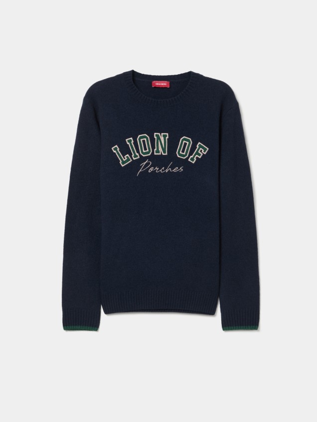 Wool sweater with logo
