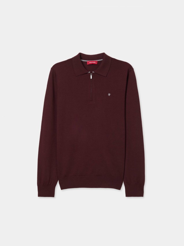 Long-sleeved wool polo shirt - Image product