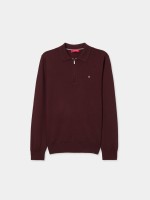 Long-sleeved wool polo shirt