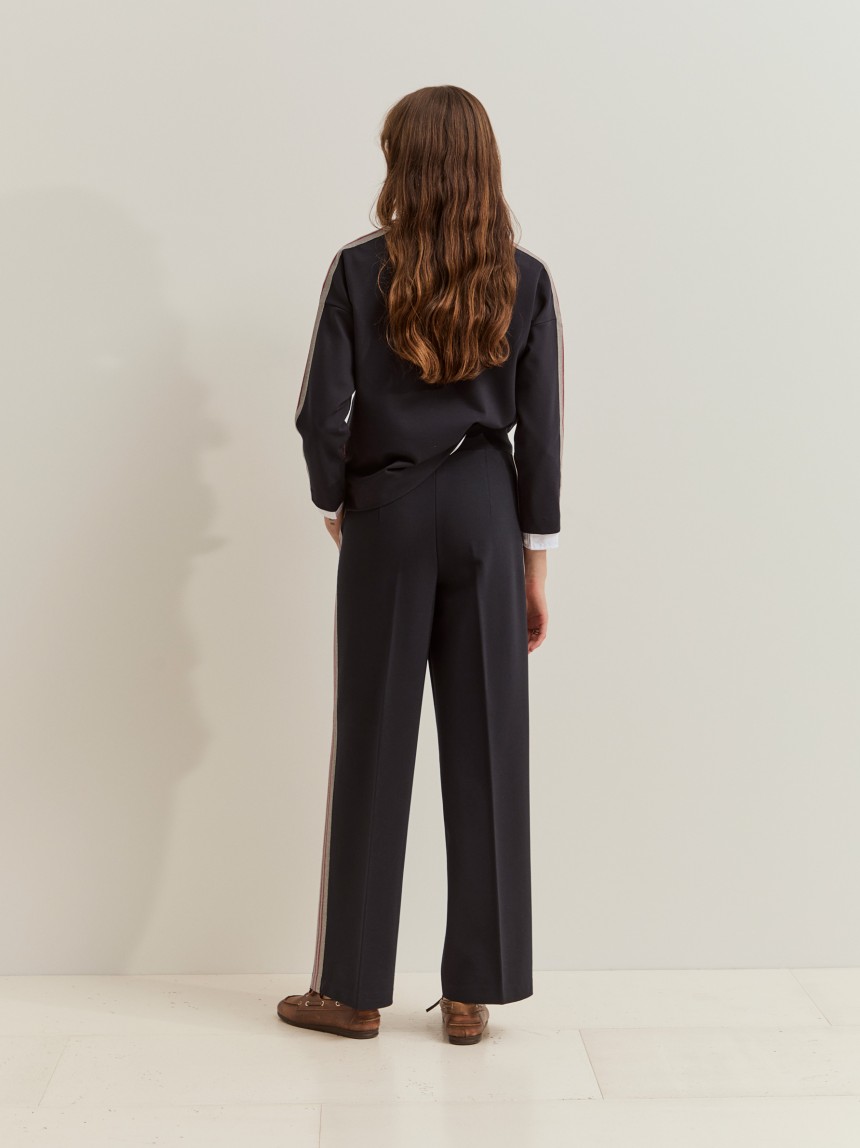 Knitted trousers with side stripes