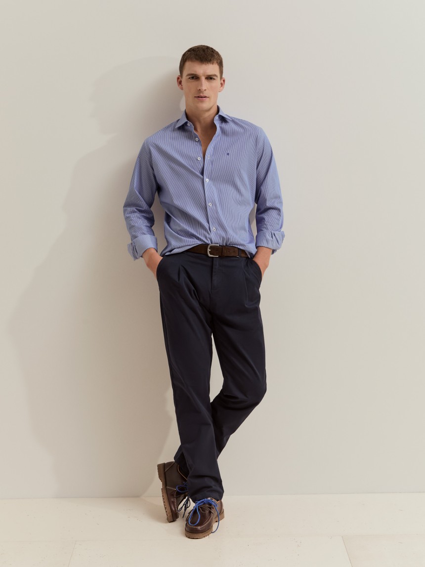 Striped poplin shirt